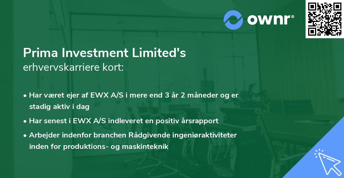 Prima Investment Limited's erhvervskarriere kort
