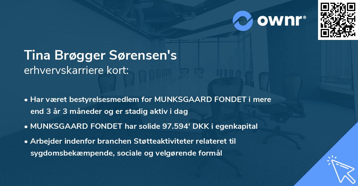 Tina Brøgger Sørensen's erhvervskarriere kort