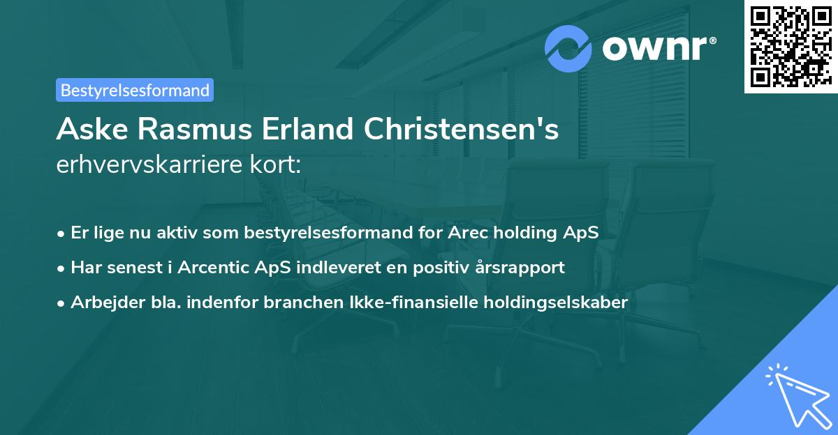 Aske Rasmus Erland Christensen's erhvervskarriere kort