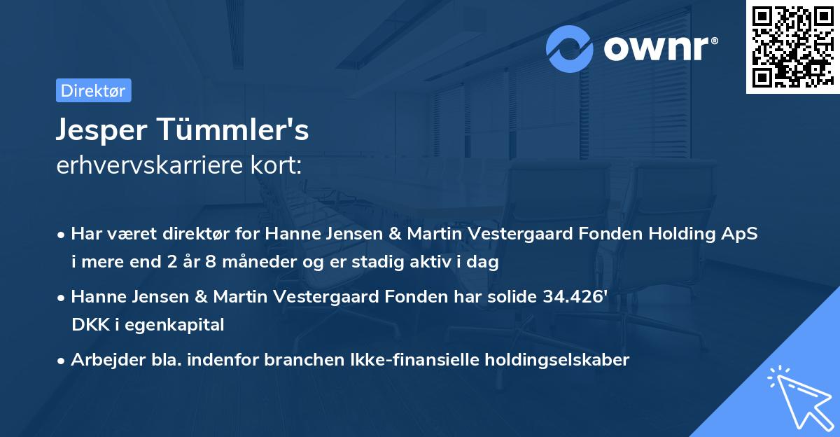 Jesper Tümmler's erhvervskarriere kort