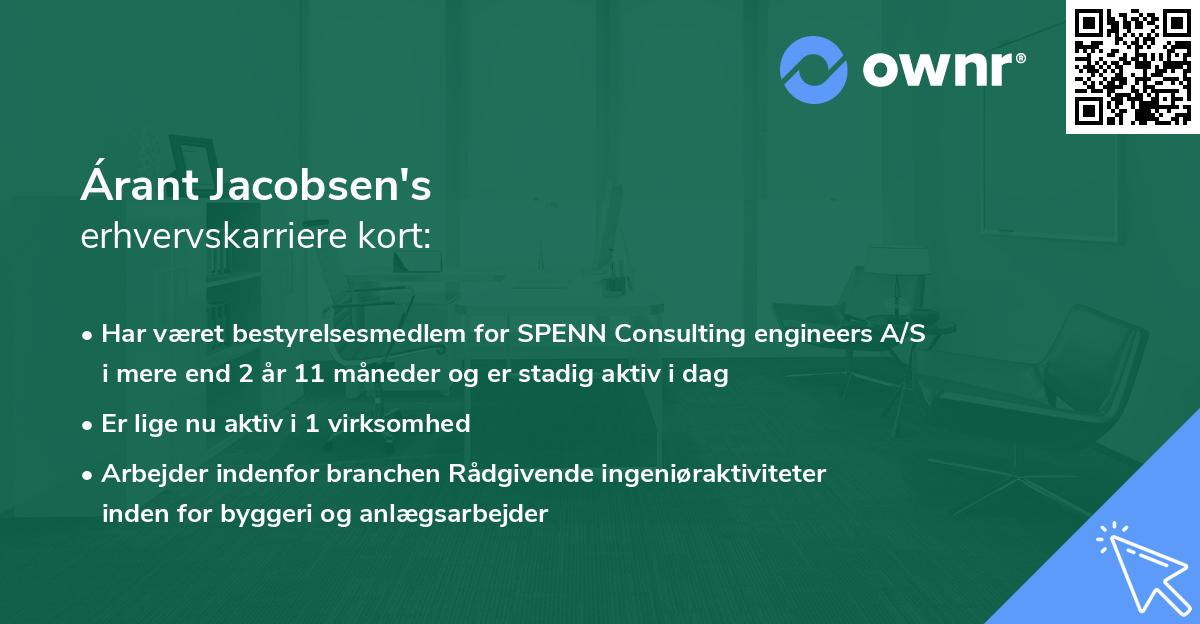 Árant Jacobsen's erhvervskarriere kort