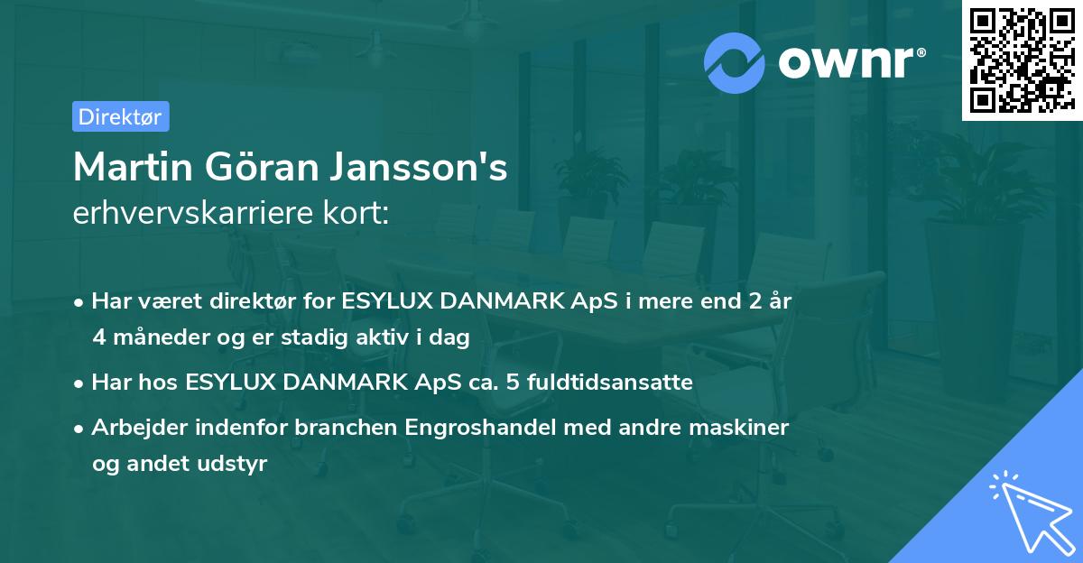 Martin Göran Jansson's erhvervskarriere kort