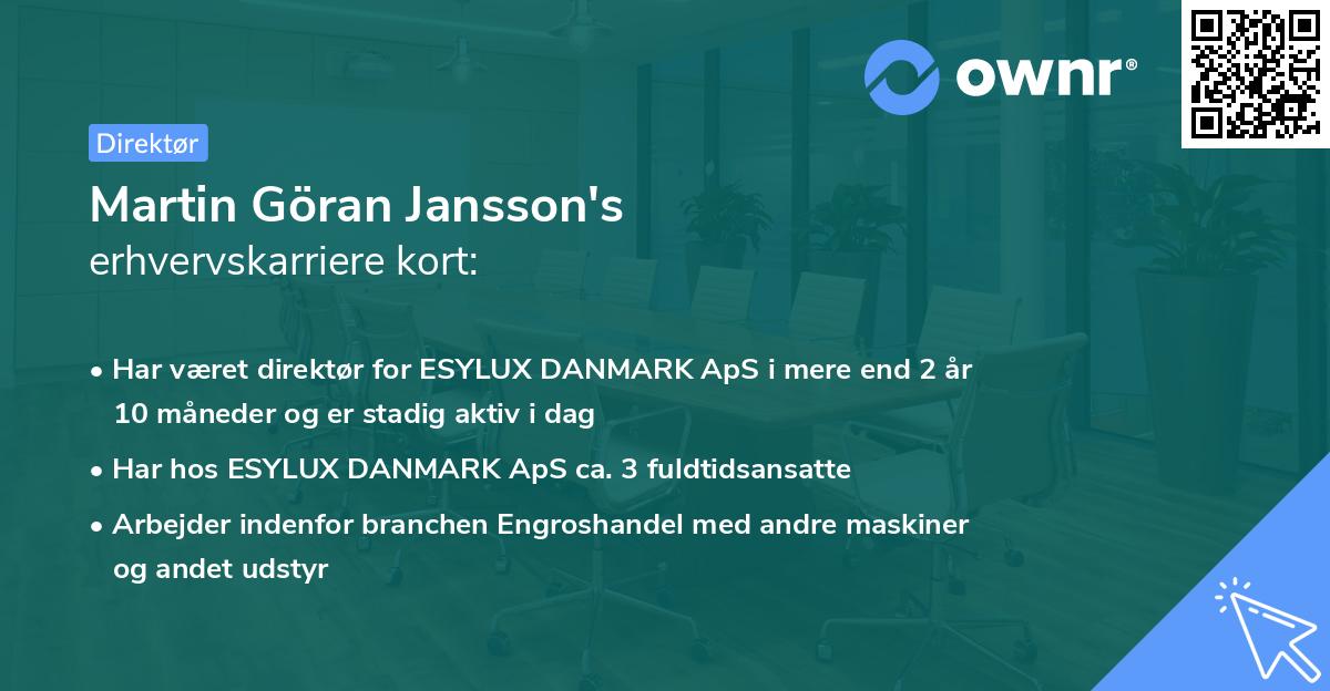 Martin Göran Jansson's erhvervskarriere kort
