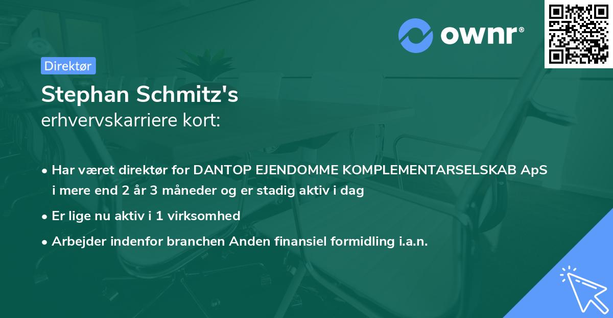 Stephan Schmitz's erhvervskarriere kort