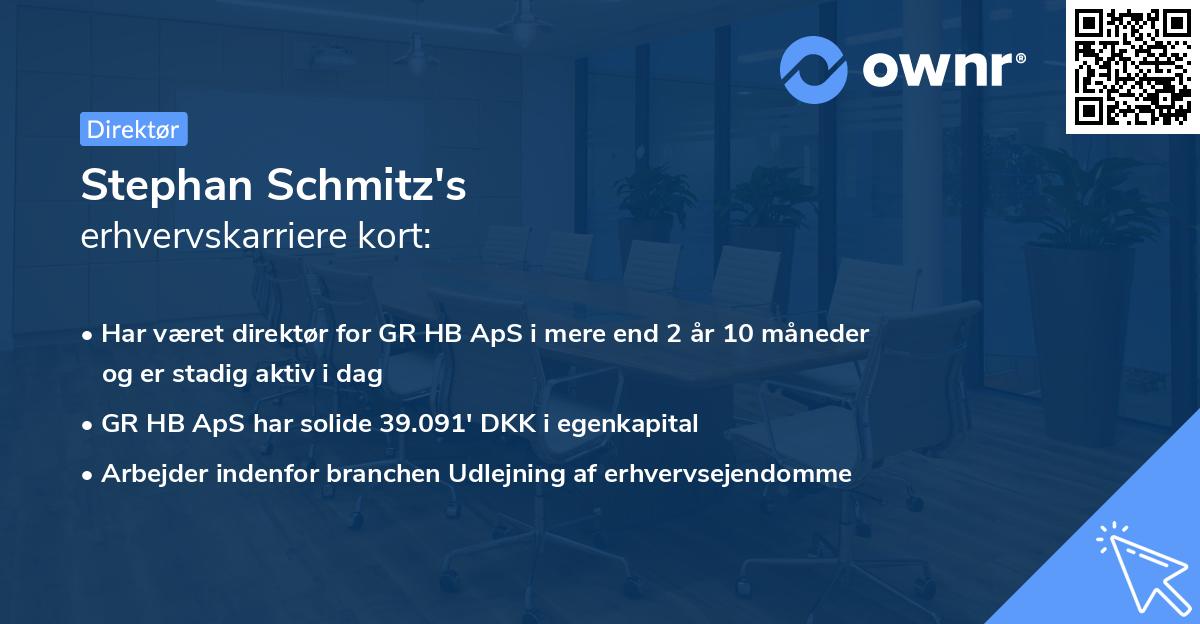 Stephan Schmitz's erhvervskarriere kort