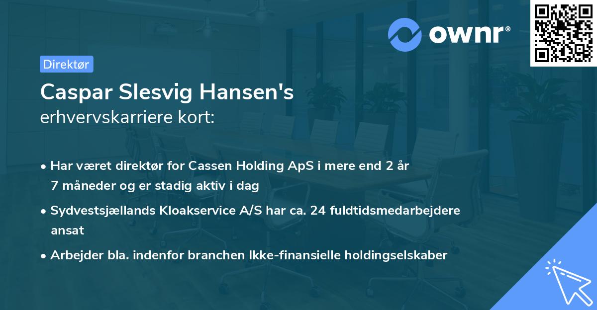 Caspar Slesvig Hansen's erhvervskarriere kort