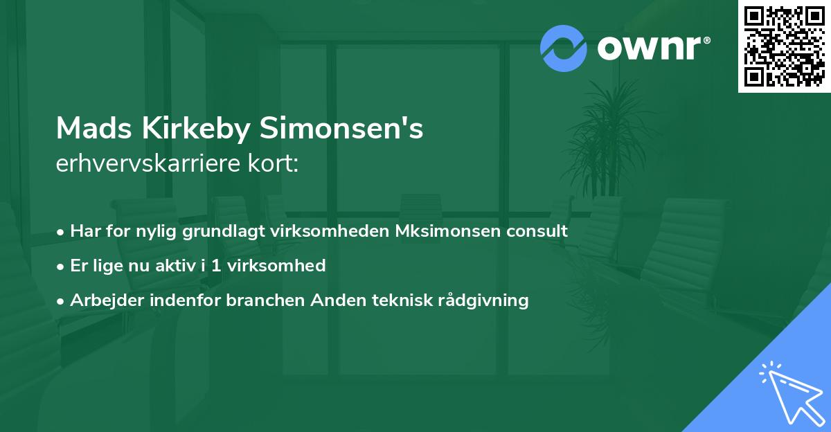 Mads Kirkeby Simonsen's erhvervskarriere kort