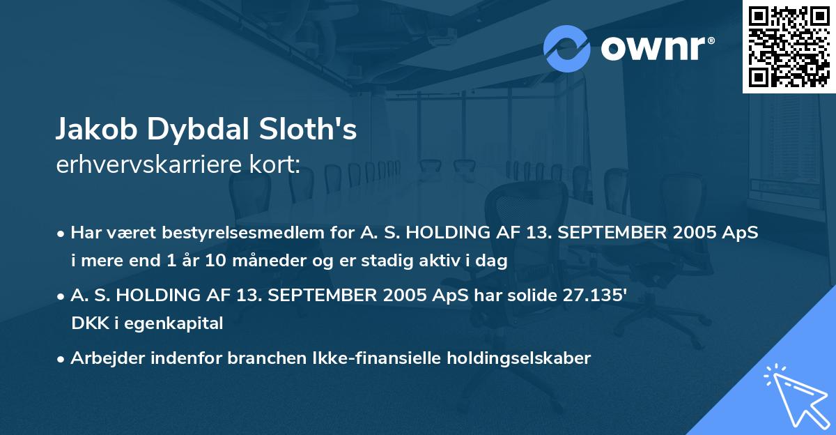 Jakob Dybdal Sloth's erhvervskarriere kort