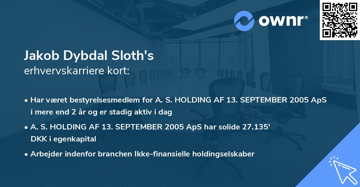 Jakob Dybdal Sloth's erhvervskarriere kort
