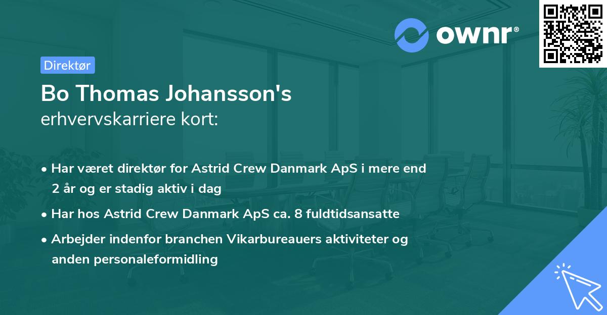 Bo Thomas Johansson's erhvervskarriere kort