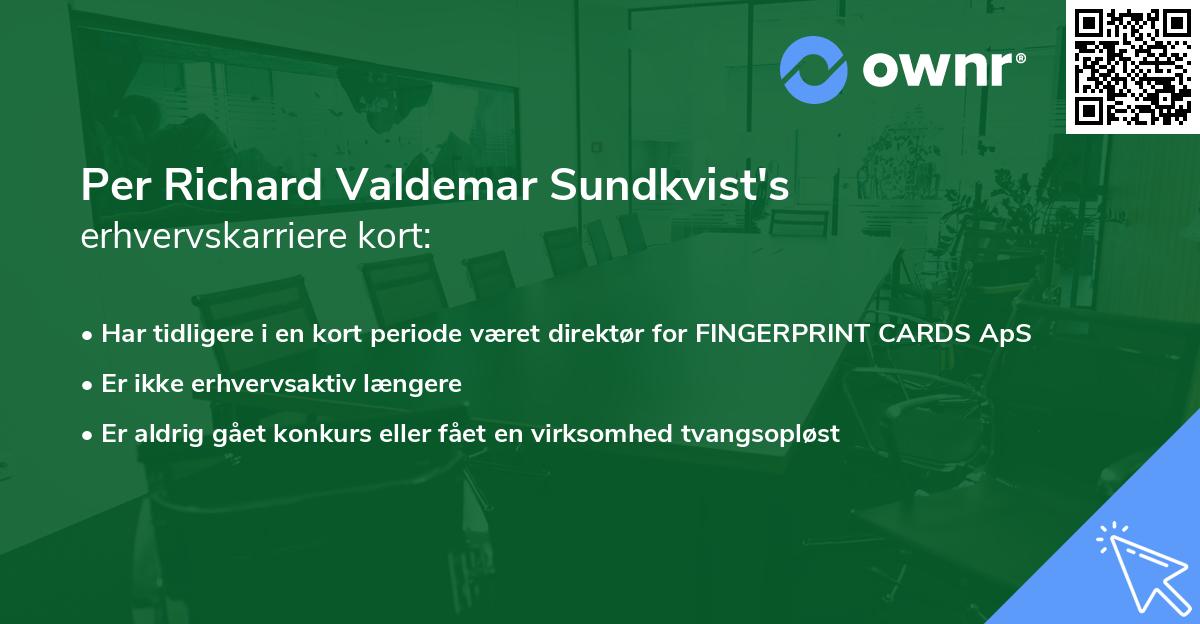 Per Richard Valdemar Sundkvist's erhvervskarriere kort