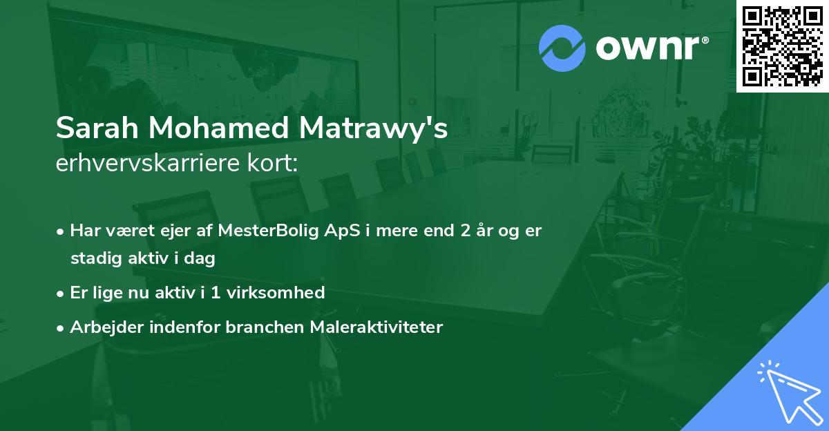 Sarah Mohamed Matrawy's erhvervskarriere kort