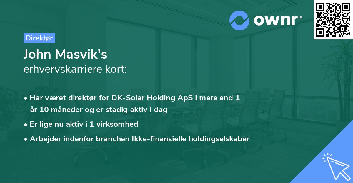 John Masvik's erhvervskarriere kort