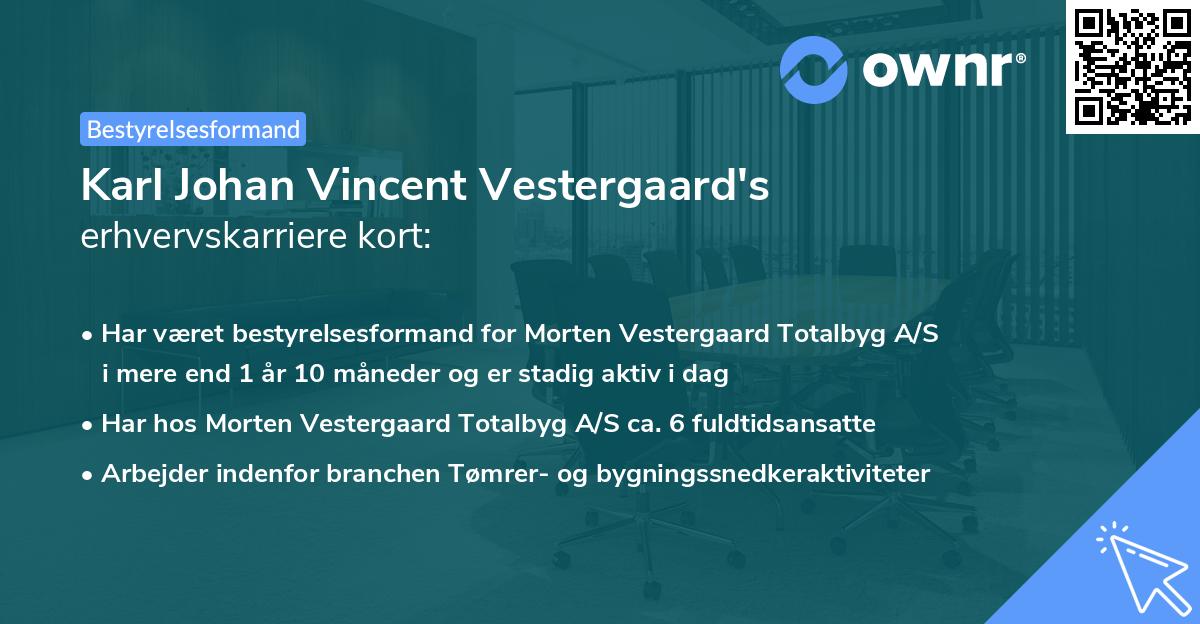 Karl Johan Vincent Vestergaard's erhvervskarriere kort