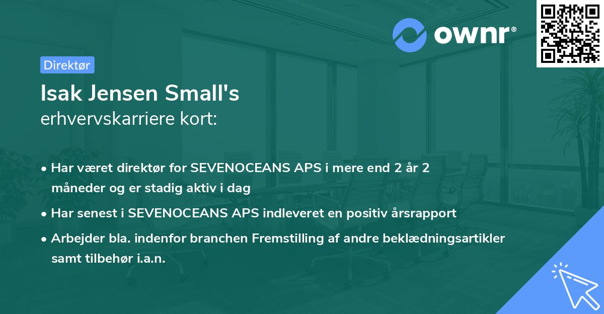 Isak Jensen Small's erhvervskarriere kort