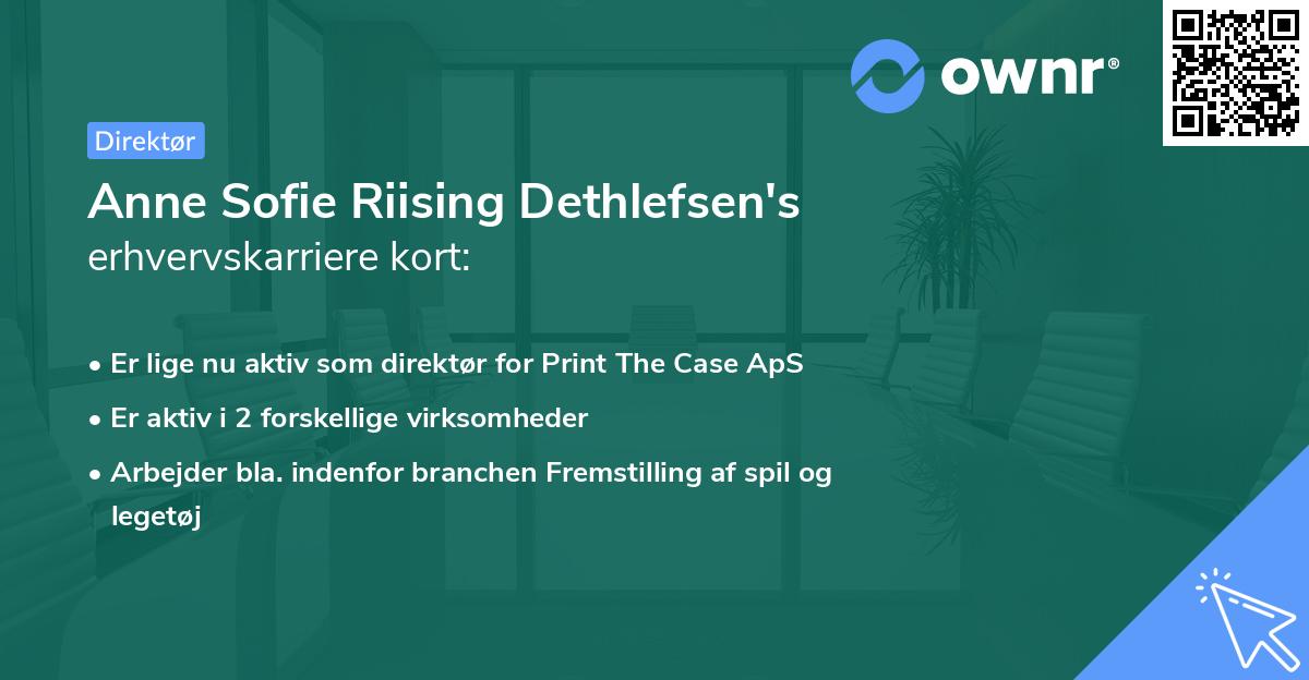 Anne Sofie Riising Dethlefsen's erhvervskarriere kort