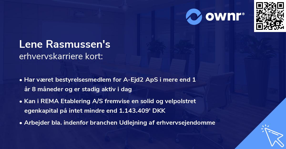 Lene Rasmussen's erhvervskarriere kort