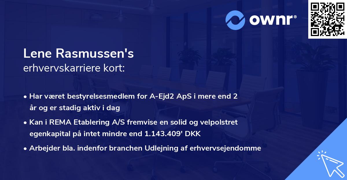 Lene Rasmussen's erhvervskarriere kort
