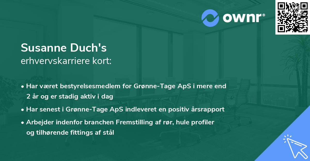 Susanne Duch's erhvervskarriere kort