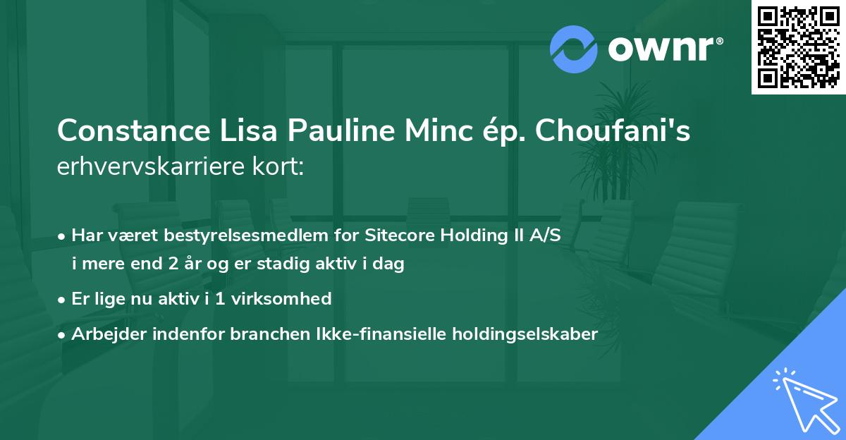 Constance Lisa Pauline Minc ép. Choufani's erhvervskarriere kort