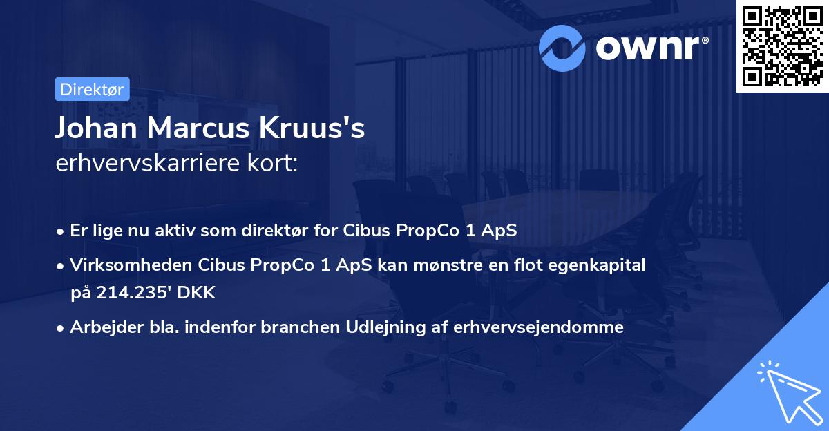 Johan Marcus Kruus's erhvervskarriere kort