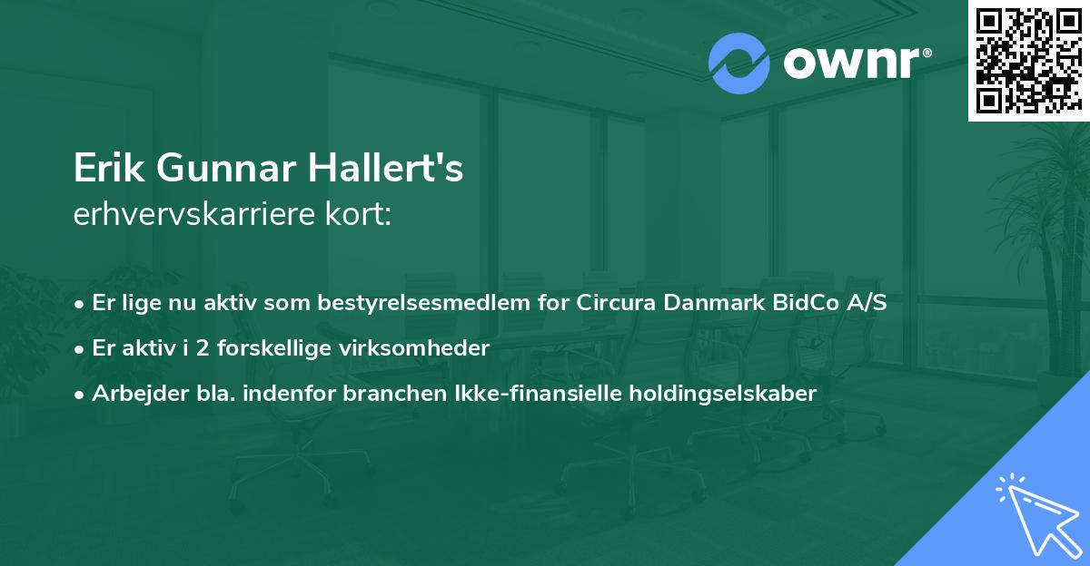 Erik Gunnar Hallert's erhvervskarriere kort