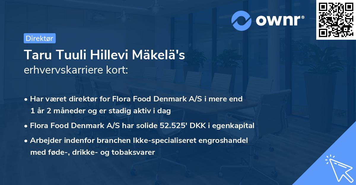 Taru Tuuli Hillevi Mäkelä's erhvervskarriere kort