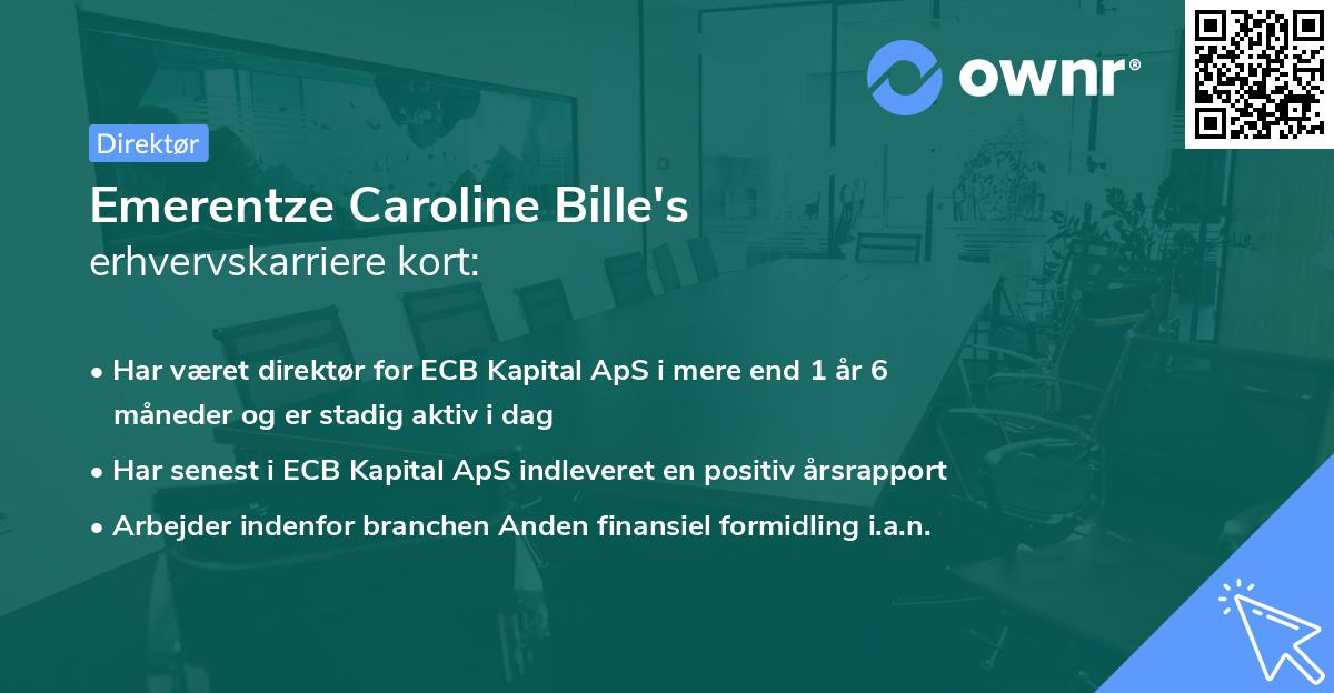 Emerentze Caroline Bille's erhvervskarriere kort