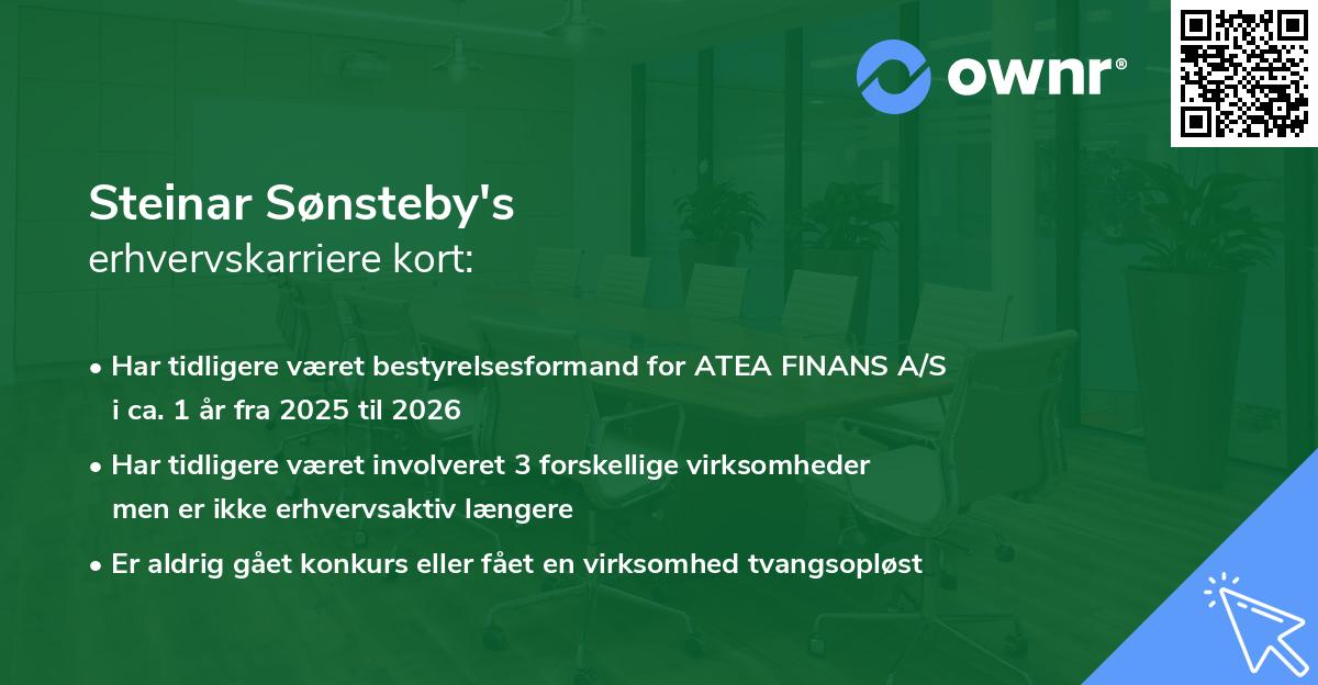 Steinar Sønsteby's erhvervskarriere kort