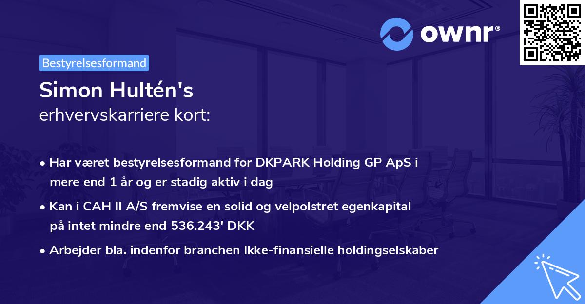 Simon Hultén's erhvervskarriere kort