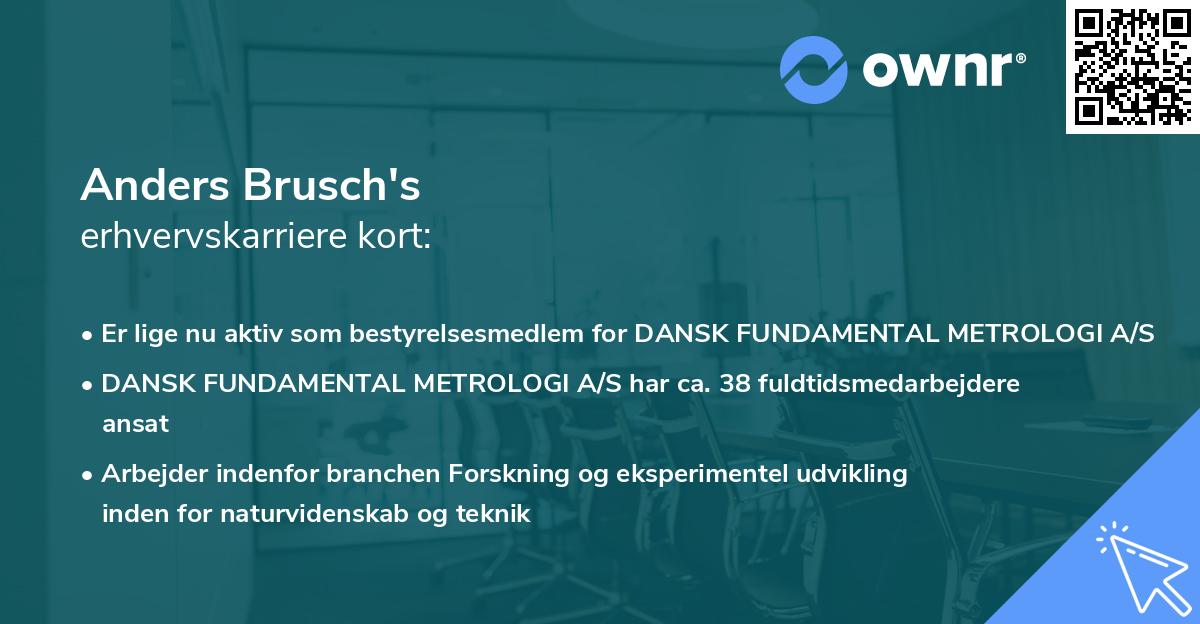Anders Brusch's erhvervskarriere kort