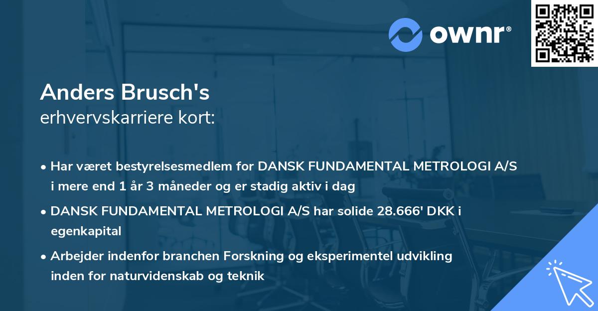 Anders Brusch's erhvervskarriere kort