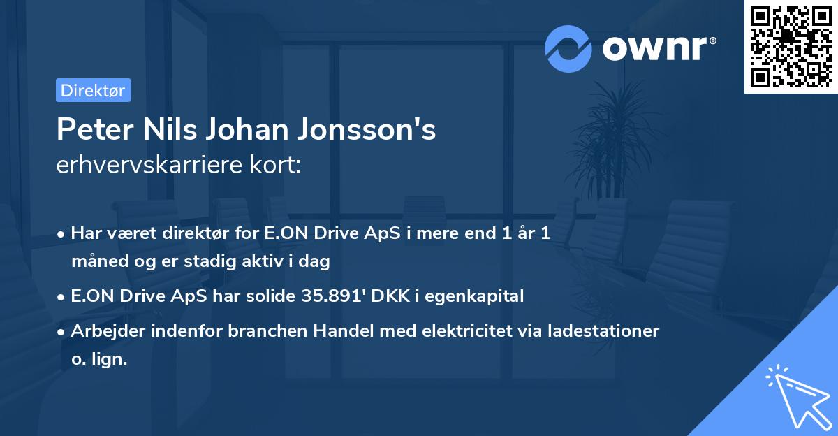 Peter Nils Johan Jonsson's erhvervskarriere kort