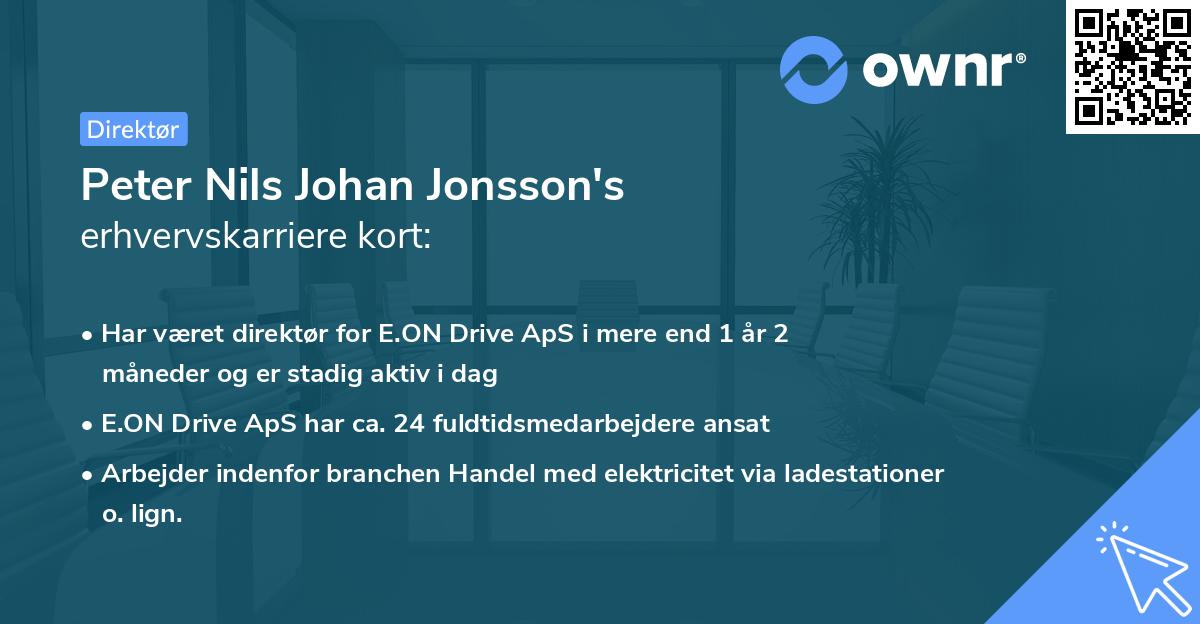 Peter Nils Johan Jonsson's erhvervskarriere kort
