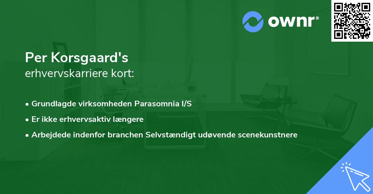 Per Korsgaard's erhvervskarriere kort
