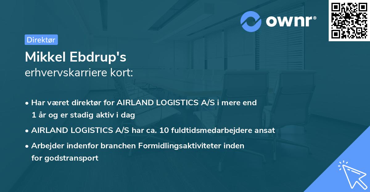 Mikkel Ebdrup's erhvervskarriere kort