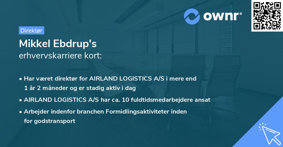 Mikkel Ebdrup's erhvervskarriere kort