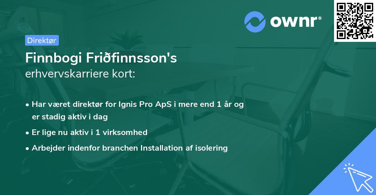 Finnbogi Friðfinnsson's erhvervskarriere kort