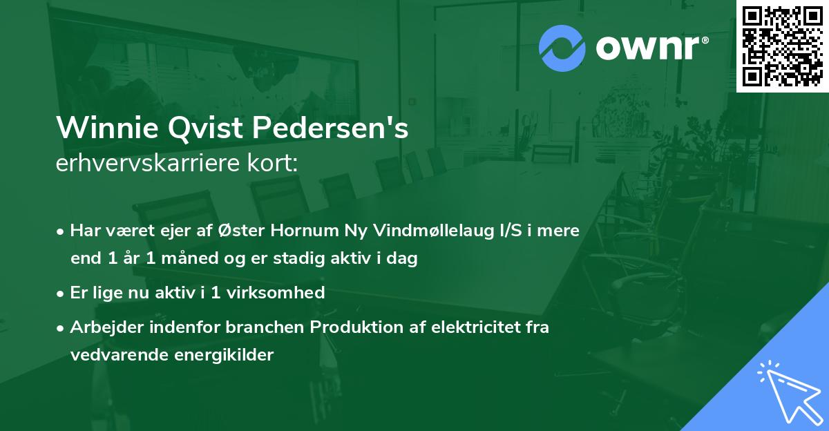 Winnie Qvist Pedersen's erhvervskarriere kort