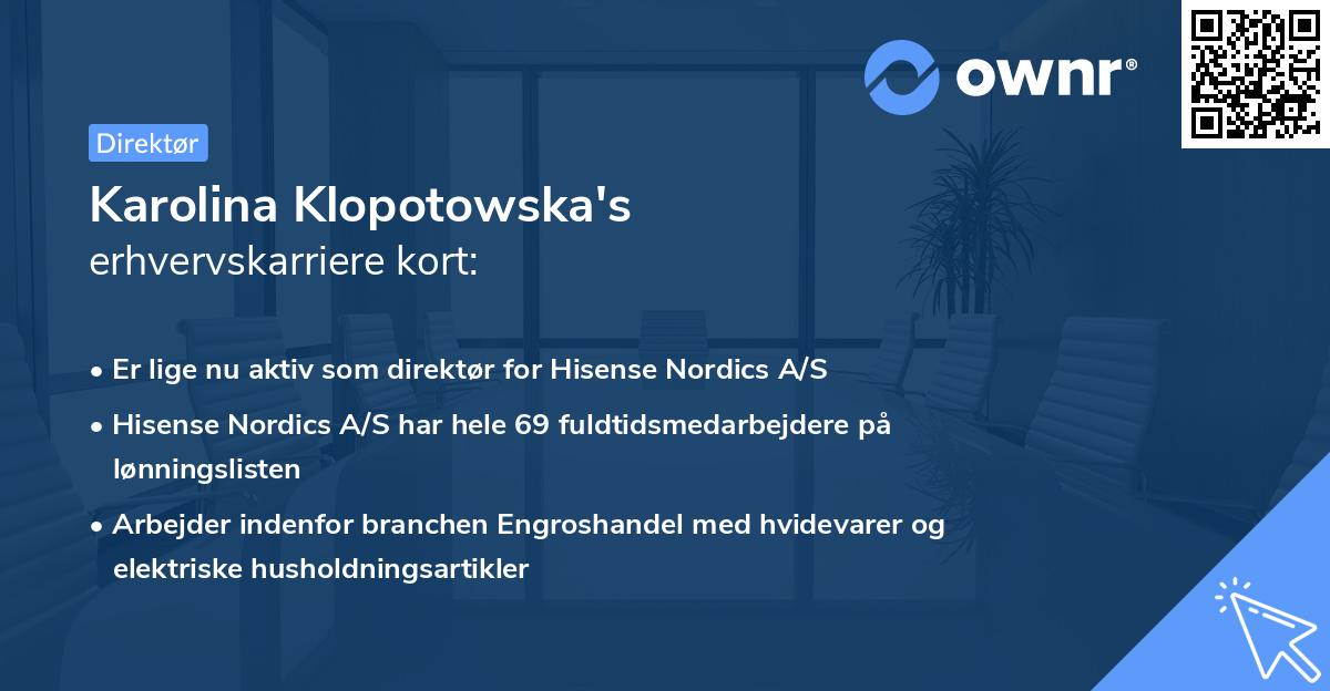 Karolina Klopotowska's erhvervskarriere kort