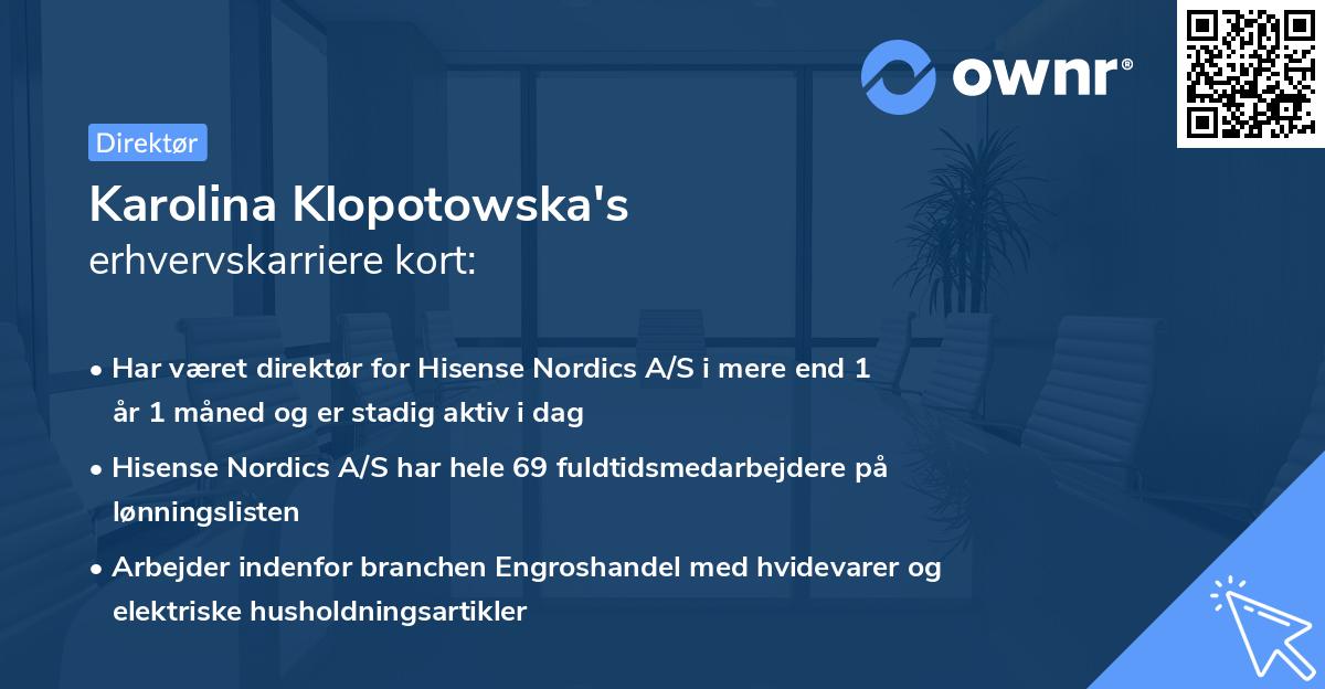Karolina Klopotowska's erhvervskarriere kort