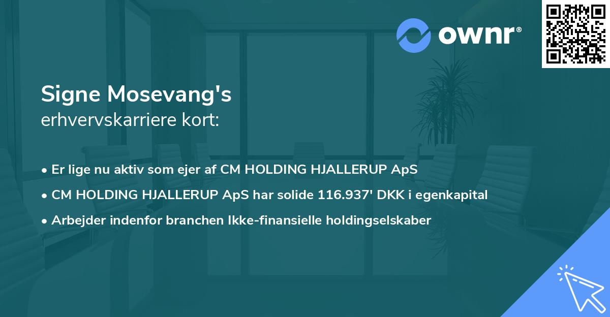 Signe Mosevang's erhvervskarriere kort