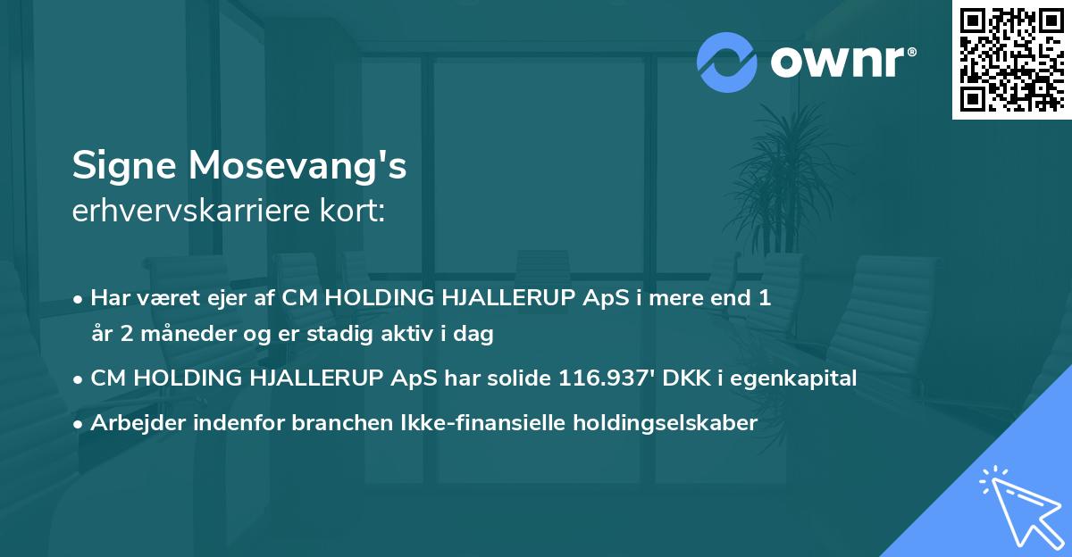Signe Mosevang's erhvervskarriere kort