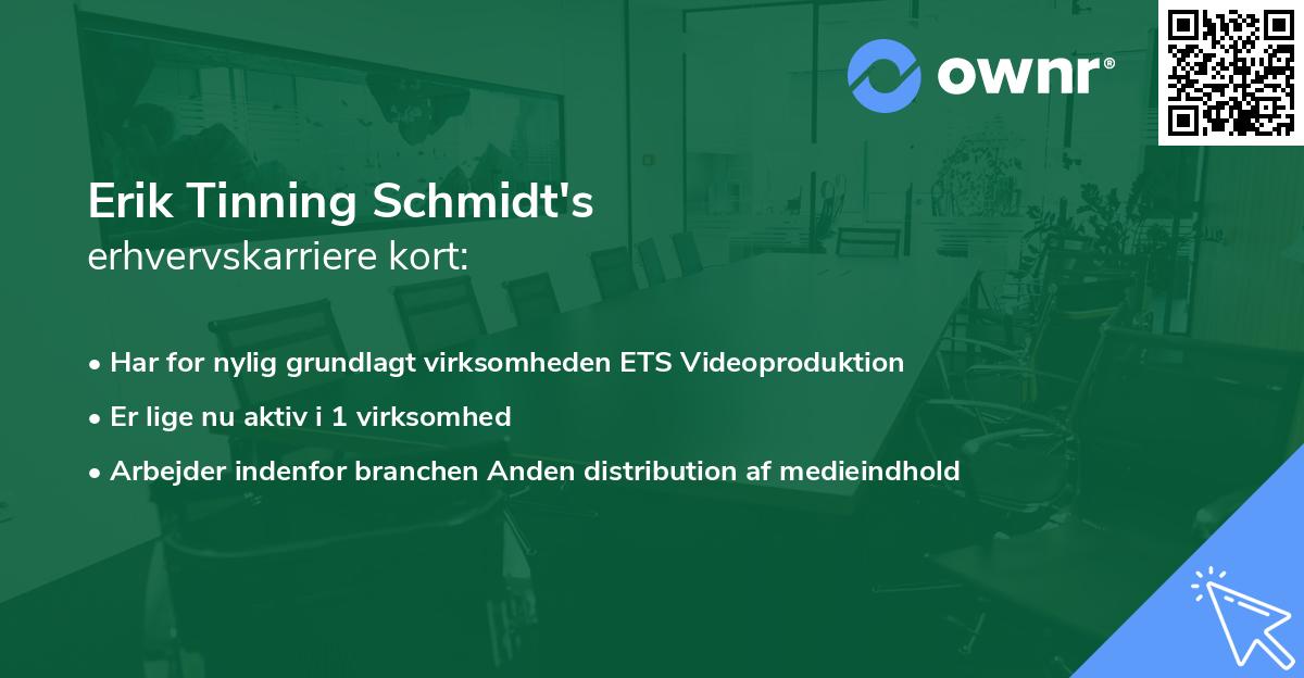 Erik Tinning Schmidt's erhvervskarriere kort