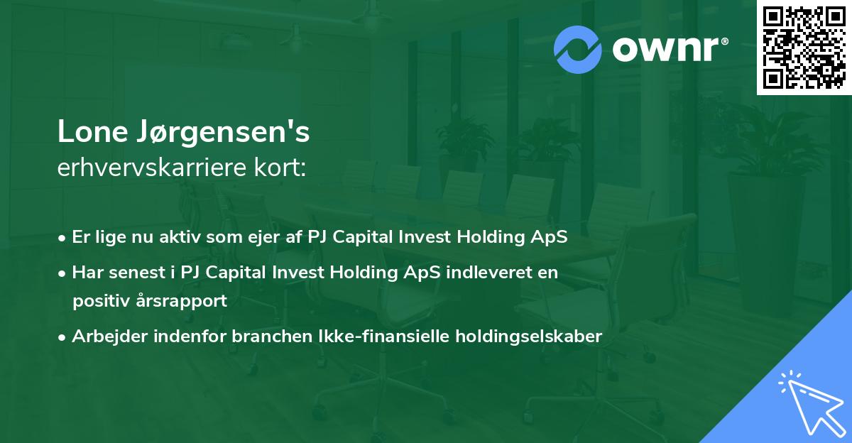 Lone Jørgensen's erhvervskarriere kort