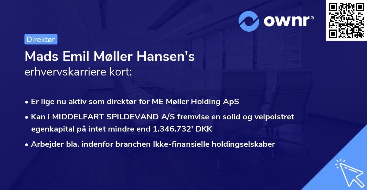 Mads Emil Møller Hansen's erhvervskarriere kort