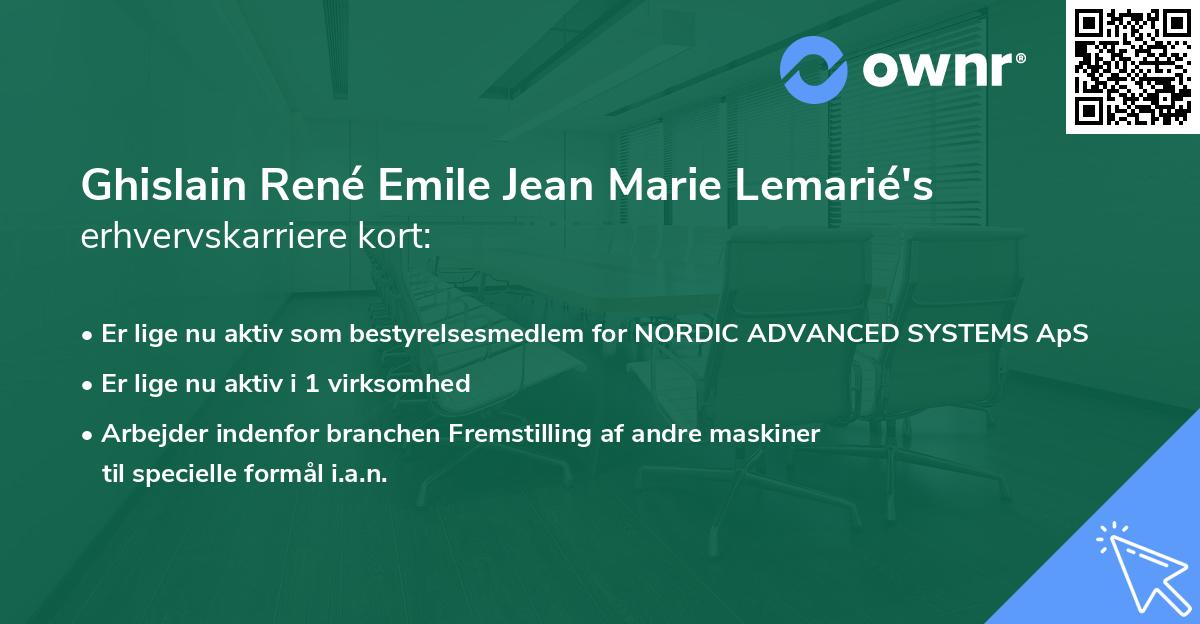 Ghislain René Emile Jean Marie Lemarié's erhvervskarriere kort