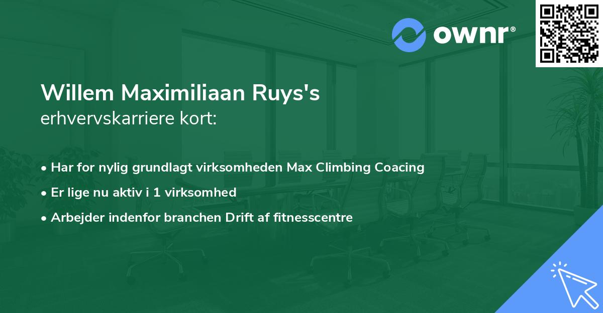 Willem Maximiliaan Ruys's erhvervskarriere kort