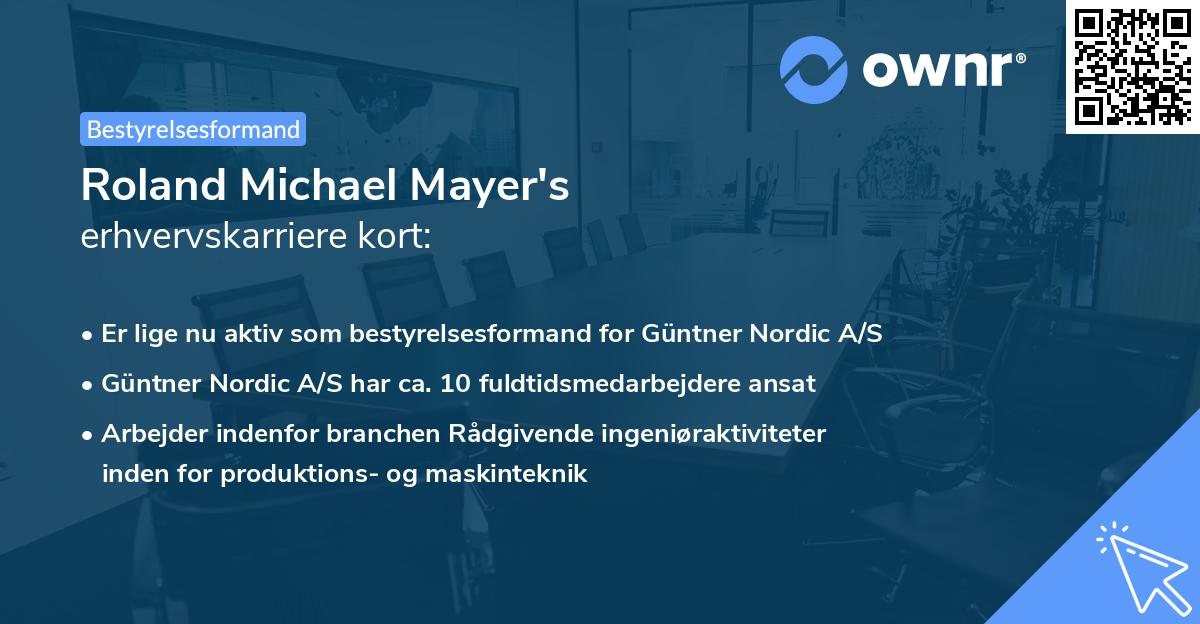 Roland Michael Mayer's erhvervskarriere kort