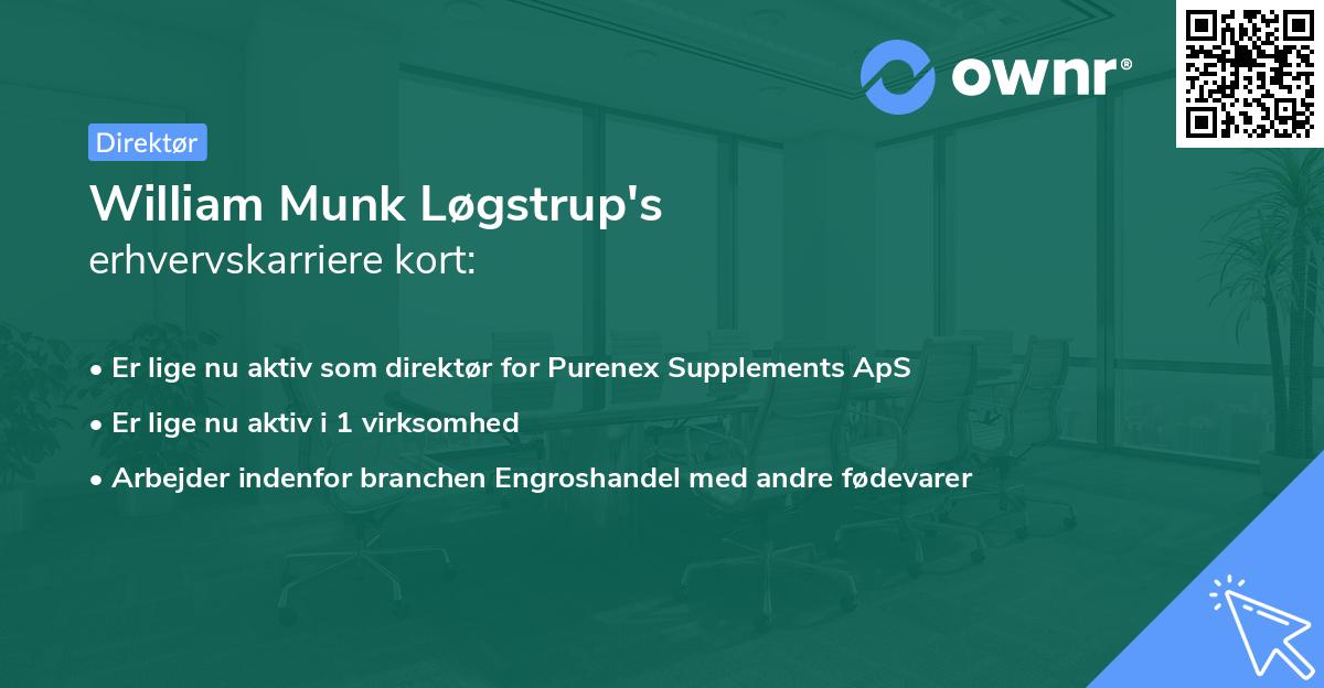 William Munk Løgstrup's erhvervskarriere kort